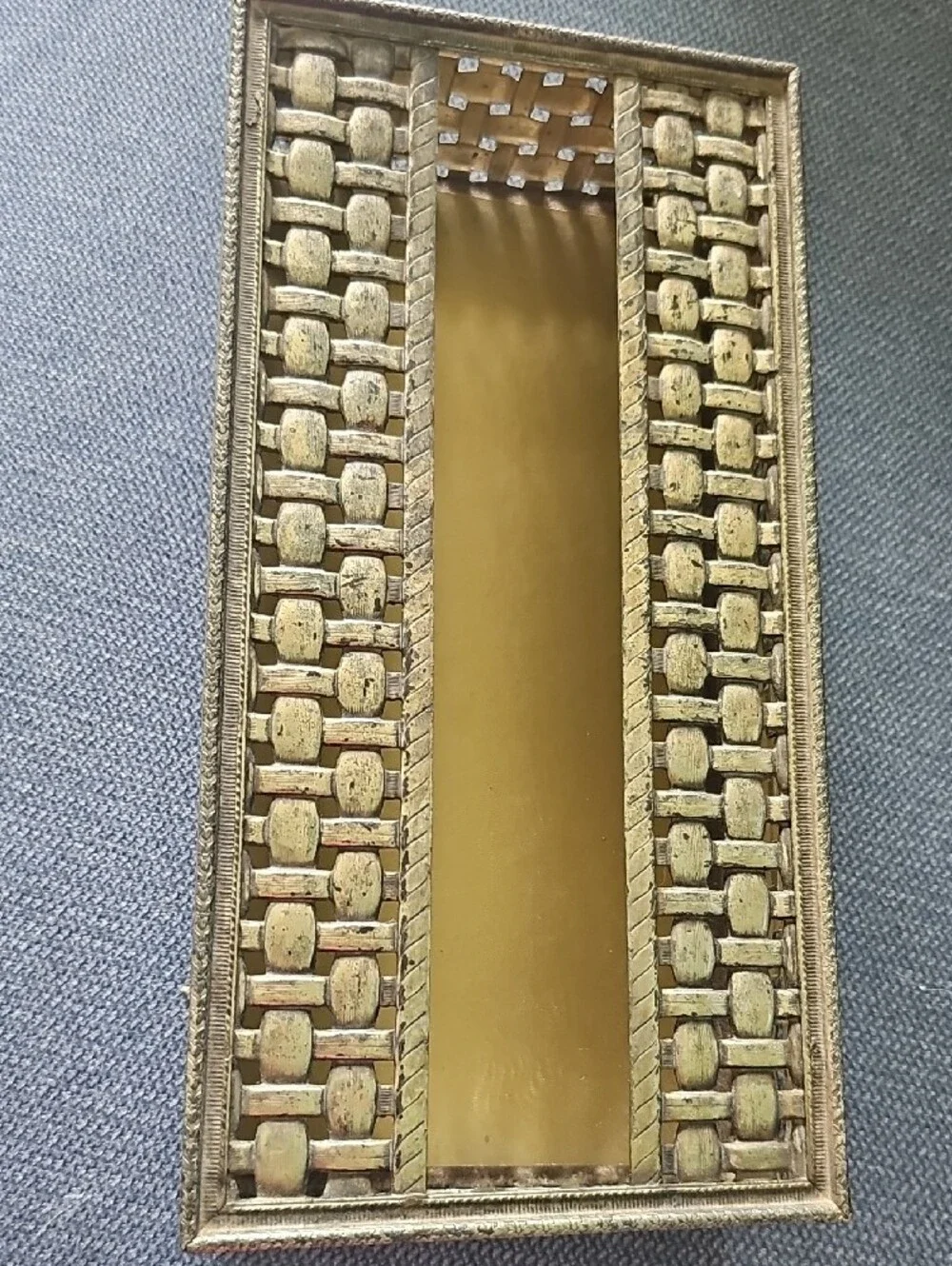 Vintage Tissue Box Woven Metal Rectangular Kleenex Bathroom Antique Gold